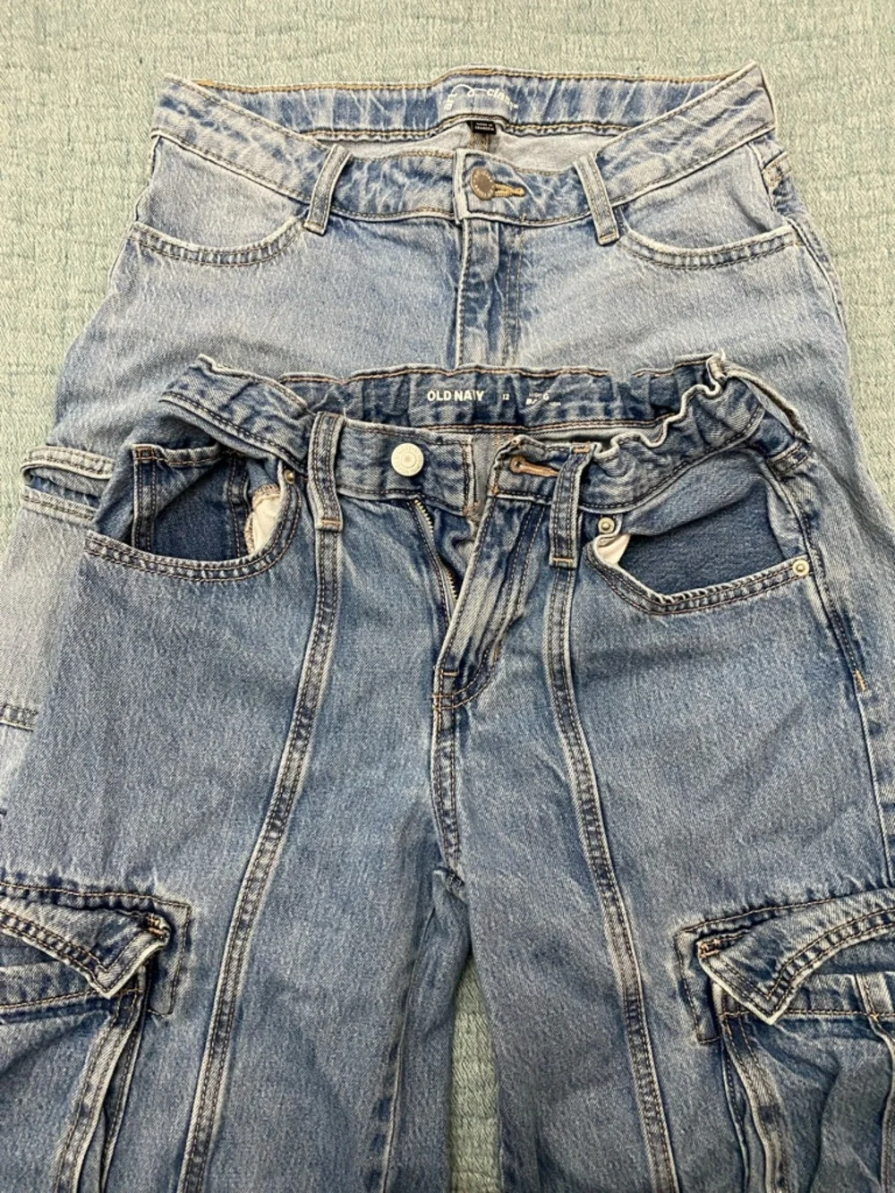 Girls size 12 Two Pairs- Old Navy Light Blue Relaxed Cargo Jeans Art Class Cargo